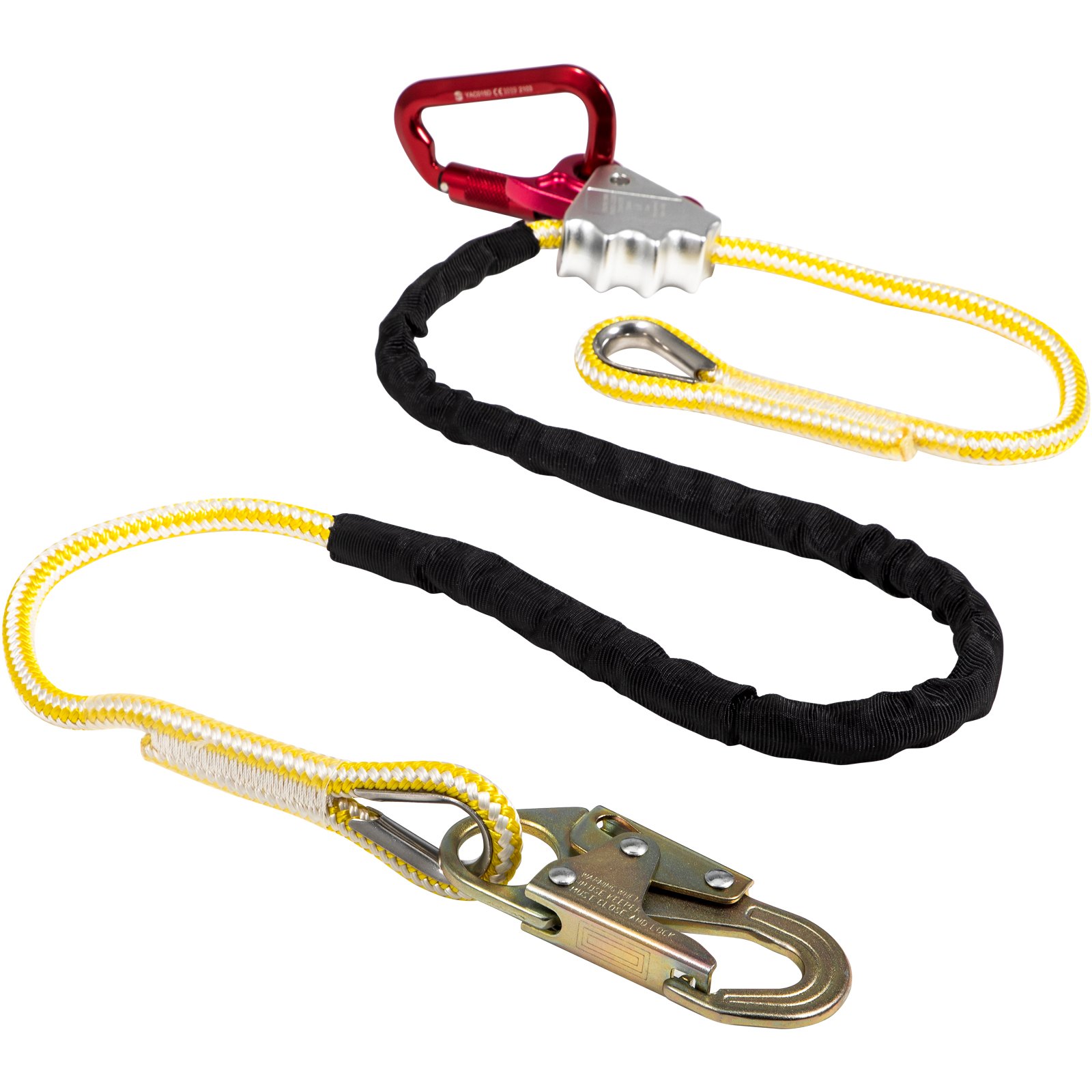 Cordón de posicionamiento VEVOR, cuerda de posicionamiento de 1/2 pulgada x 10 pies, cordón de poliéster Arborist para escalador de árboles, cordón de posición de trabajo ajustable para protección contra caídas con agarre de cuerda, gancho a presión, anillo en D