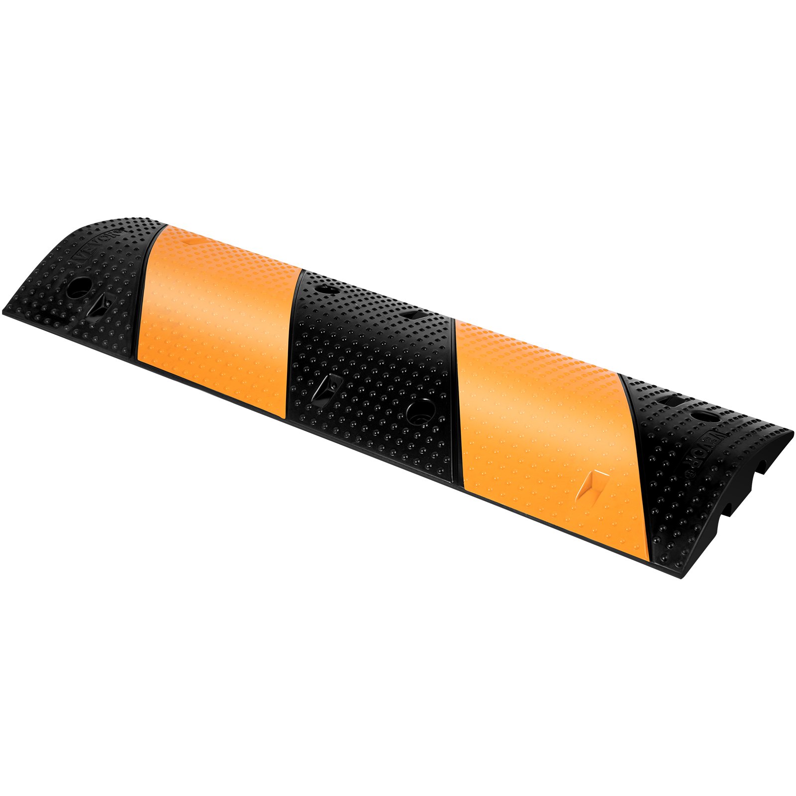 Reductor de velocidad de caucho VEVOR negro y amarillo con superficie texturizada y lados en ángulo.