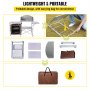 Mesa de cocina de camping VEVOR plegada, ensamblada y en una bolsa de transporte. Ligera y portátil.