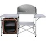 Mesa de cocina de camping VEVOR con compartimento de almacenamiento y estantes laterales.