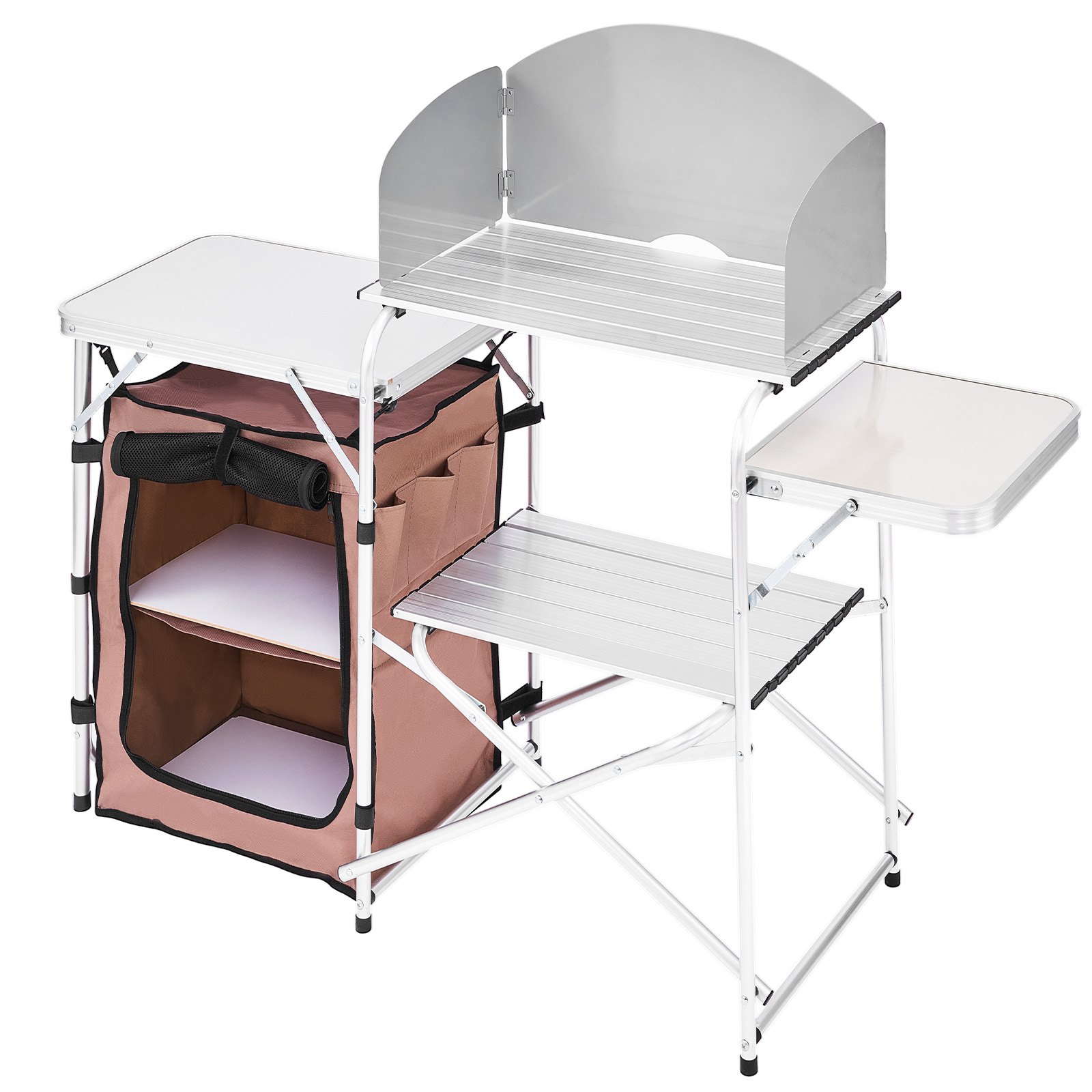 VEVOR Mueble Cocina Al Aire Libre Camping Plegable Mesa de 2 Niveles 9,5 kg