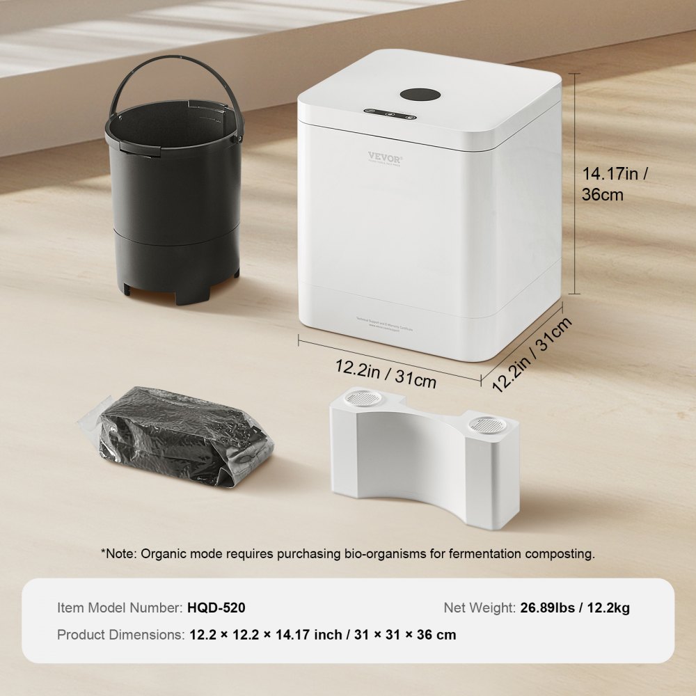 Compostador de cocina VEVOR, compostador eléctrico de 5 L para cocina, compostador inteligente de encimera para interiores, reciclador de alimentos de cocina con 2 modos, convierte los residuos de alimentos en fertilizante natural con un solo botón.