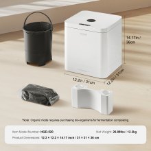 Compostador eléctrico de cocina VEVOR de 5 l, compostador inteligente para encimera, reciclador de alimentos