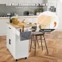 VEVOR Carro de isla de cocina con tapa de madera maciza, carros móviles de 35.4 pulgadas de ancho con gabinete de almacenamiento, mesa de cocina rodante con especiero, toallero, hoja abatible y cajón,