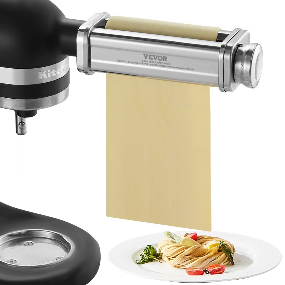 VEVOR Accesorio para pasta para batidora de pie KitchenAid, accesorio para rodillo de hoja de pasta de acero inoxidable, accesorio para máquina para hacer pasta con 8 perillas de espesor ajustable, accesorio para pasta KitchenAid por VEVOR