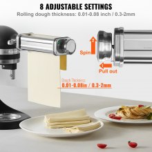 VEVOR Accesorio para pasta para batidora de pie KitchenAid, accesorio para rodillo de hoja de pasta de acero inoxidable, accesorio para máquina para hacer pasta con 8 perillas de espesor ajustable, accesorio para pasta KitchenAid por VEVOR