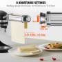 VEVOR Accesorio de pasta para batidora de pie KitchenAid, juego de cortador de rodillo de pasta de acero inoxidable que incluye rodillo de hoja de pasta, cortador de espaguetis y fettuccine, 8 perillas de espesor ajustables para hacer pasta, 3 piezas