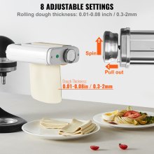 VEVOR Accesorio para pasta para batidora de pie KitchenAid, juego de cortador de rodillo de pasta de acero inoxidable 3 en 1 que incluye rodillo para láminas de pasta, cortador de espaguetis y fettuccine, máquina para hacer pasta con 8 perillas de espesor ajustables