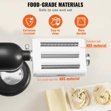 VEVOR Accesorio para pasta para batidora de pie KitchenAid, juego de cortador de rodillo de pasta de acero inoxidable 3 en 1 que incluye rodillo para láminas de pasta, cortador de espaguetis y fettuccine, máquina para hacer pasta con 8 perillas de espesor ajustables