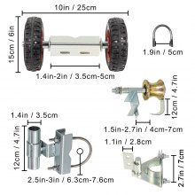 VEVOR Kit de puerta enrollable de eslabones de cadena, cerca enrollable de acero galvanizado, 6 soportes universales para riel, kit de herrajes para puerta enrollable de eslabones de cadena, 2 ruedas de goma sólida, kit de enrollado de cerca para puerta corrediza de eslabones de cadena