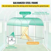 Invernadero tipo túnel VEVOR, invernadero portátil para plantas de 12 x 7 x 7 pies con aros de acero galvanizado, 1 viga superior, postes diagonales, puerta con cremallera y 6 ventanas enrollables, verde