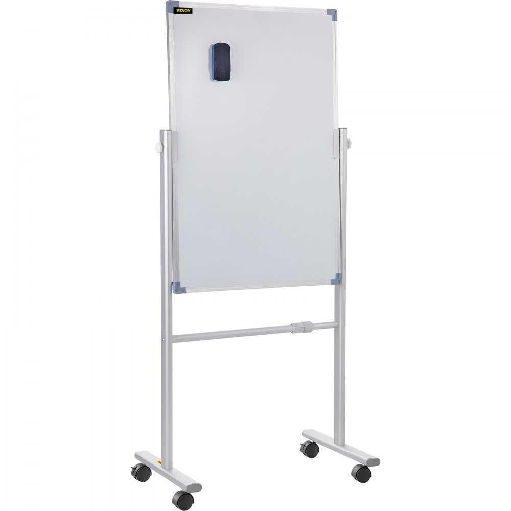 Pizarra magnética móvil VEVOR, 91 x 61 cm, doble cara, reversible, con ruedas de borrado en seco, altura ajustable, marco de aluminio y ruedas giratorias bloqueables, para oficina, escuela y hogar.