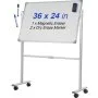 Pizarra blanca magnética móvil VEVOR, 36 x 24 pulgadas, doble cara, pizarra de borrado en seco reversible de 360 grados, altura ajustable con marco de aluminio y ruedas giratorias bloqueables, para oficina, escuela, hogar