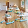 VEVOR 4-in-1 Baby Walker, Foldable Baby Activity Center on Wheels, 3 Adjustable Height, Music & Toys Tray, Learning-Seated | Walk-Behind | Rocker | Bouncer Toddler Walker for Girls Boys 6-24 Months