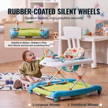 Andador para bebé 4 en 1 VEVOR, centro de actividades plegable para bebés con ruedas, altura ajustable en 3 posiciones, bandeja para música y juguetes, asiento de aprendizaje, andador para caminar detrás, balancín, andador para niños pequeños de 6 a 24 meses