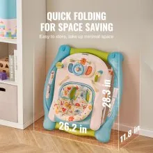 Andador para bebé 4 en 1 VEVOR, centro de actividades plegable para bebés con ruedas, altura ajustable en 3 posiciones, bandeja para música y juguetes, asiento de aprendizaje, andador para caminar detrás, balancín, andador para niños pequeños de 6 a 24 meses