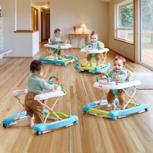 Andador para bebé 4 en 1 VEVOR, centro de actividades plegable para bebés con ruedas, altura ajustable en 3 posiciones, bandeja para música y juguetes, asiento de aprendizaje, andador para caminar detrás, balancín, andador para niños pequeños de 6 a 24 meses