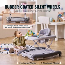 VEVOR Andador para bebés 4 en 1, centro de actividades plegable para bebés con ruedas, 3 alturas ajustables, bandeja para música y juguetes, asiento de aprendizaje | Caminar detrás | Rockero | Andador para niños pequeños con hamaca para niñas y niños de 6 a 24 meses