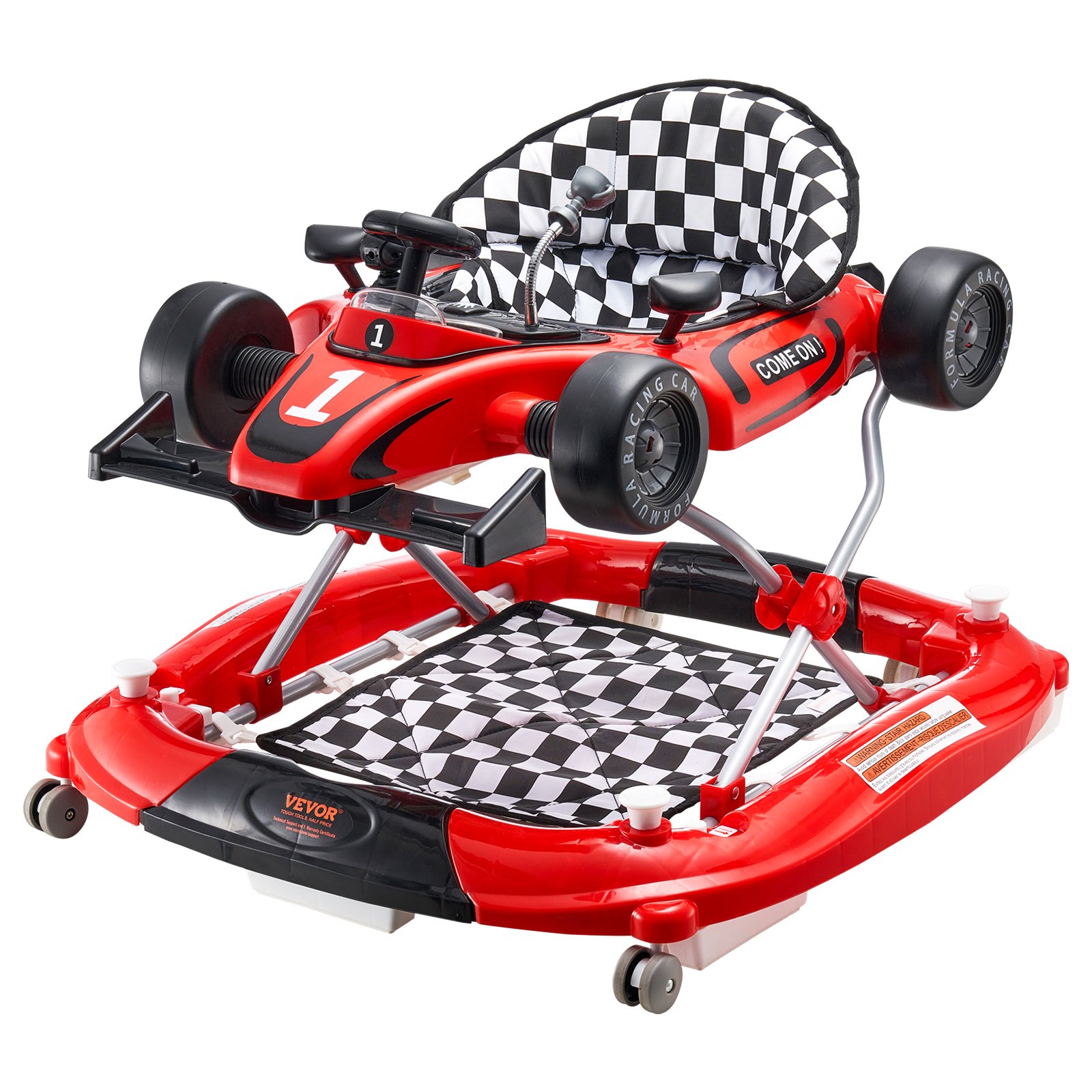 Andador para bebés VEVOR 4 en 1, centro de actividades plegable con ruedas, altura ajustable, luz, volante, coche de juguete | Asiento de aprendizaje | Andador para caminar | Andador mecedor para niños y niñas de 6 a 24 meses