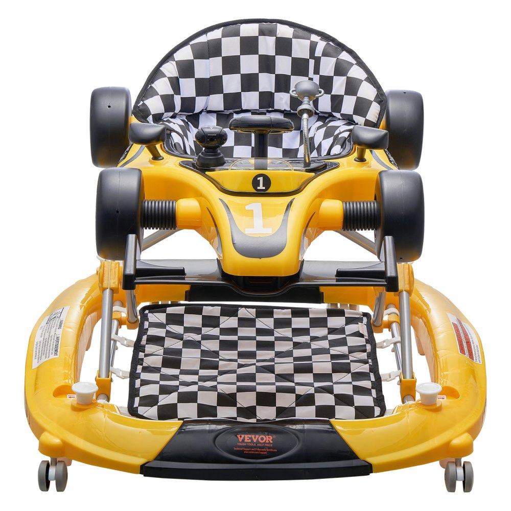 Andador para bebé 4 en 1 VEVOR, centro de actividades plegable con ruedas, altura ajustable, luz, volante, coche de juguete | Aprendizaje sentado | Andador de empuje | Andador mecedor para niños de 6 a 24 meses