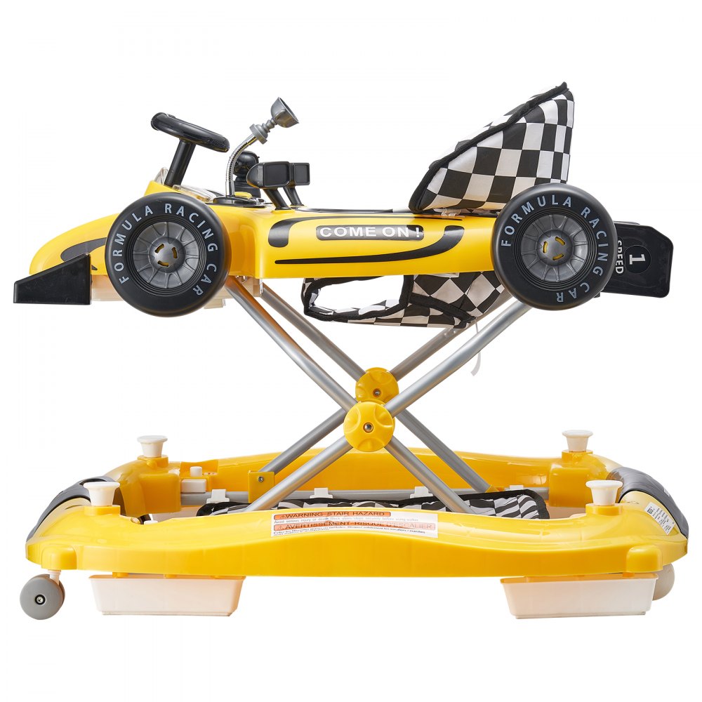 Andador para bebé 4 en 1 VEVOR, centro de actividades plegable con ruedas, altura ajustable, luz, volante, coche de juguete | Aprendizaje sentado | Andador de empuje | Andador mecedor para niños de 6 a 24 meses