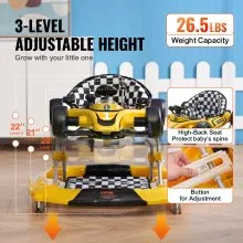 Andador para bebé 4 en 1 VEVOR, centro de actividades plegable para bebés con ruedas, altura ajustable, luz, volante, coche de juguete | Andador para aprender sentado | Andador para caminar detrás | Andador mecedor para niños de 6 a 24 meses
