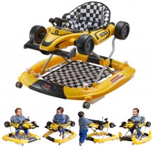 Andador para bebé 4 en 1 VEVOR, centro de actividades plegable para bebés con ruedas, altura ajustable, luz, volante, coche de juguete | Andador para aprender sentado | Andador para caminar detrás | Andador mecedor para niños de 6 a 24 meses