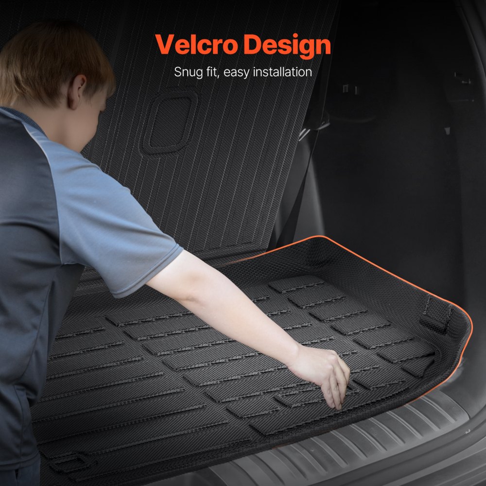 Alfombrillas de carga VEVOR compatibles con Hyundai Palisade 2020-2024, juego de revestimiento de carga de TPE personalizado para SUV, protector de maletero y asiento trasero de repuesto, color negro, alfombrilla para maletero y respaldo.