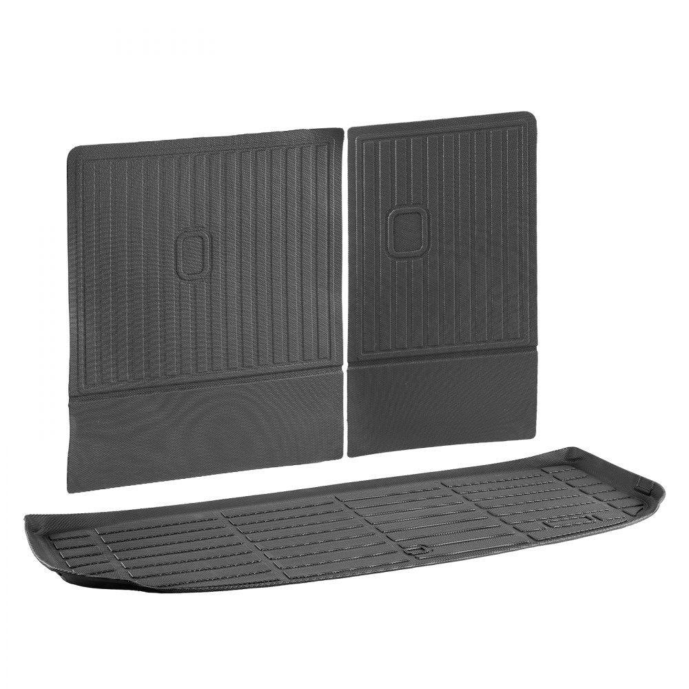 Alfombrillas de carga VEVOR compatibles con Hyundai Palisade 2020-2024, juego de revestimiento de carga de TPE personalizado para SUV, protector de maletero y asiento trasero de repuesto, color negro, alfombrilla para maletero y respaldo.