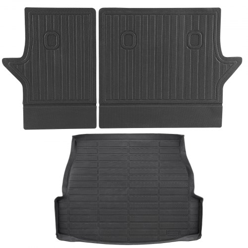Alfombrillas de carga VEVOR compatibles con Toyota RAV4 2019-2024, juego de revestimiento de carga de TPE personalizado para SUV, protector de maletero y asiento trasero de repuesto, color negro, alfombrilla para maletero y respaldo.