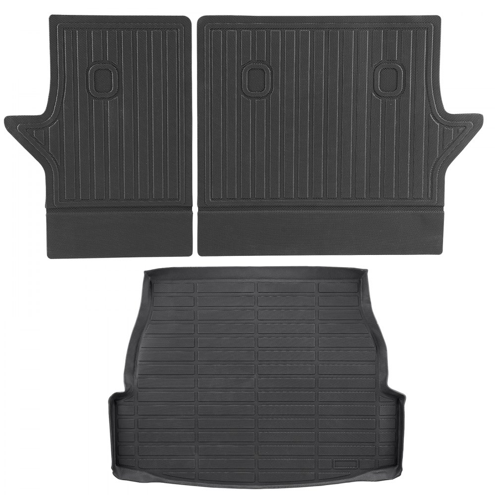 Alfombrillas de carga VEVOR compatibles con Toyota RAV4 2019-2024, juego de revestimiento de carga de TPE personalizado para SUV, protector de maletero y asiento trasero de repuesto, color negro, alfombrilla para maletero y respaldo.