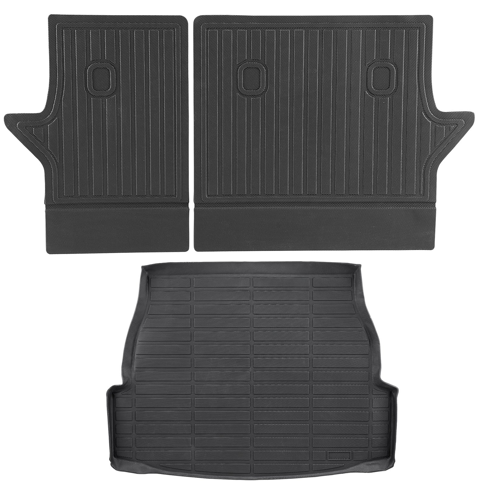 Alfombrillas de carga VEVOR compatibles con Toyota RAV4 2019-2024, juego de revestimiento de carga de TPE personalizado para SUV, protector de maletero y asiento trasero de repuesto, color negro, alfombrilla para maletero y respaldo.