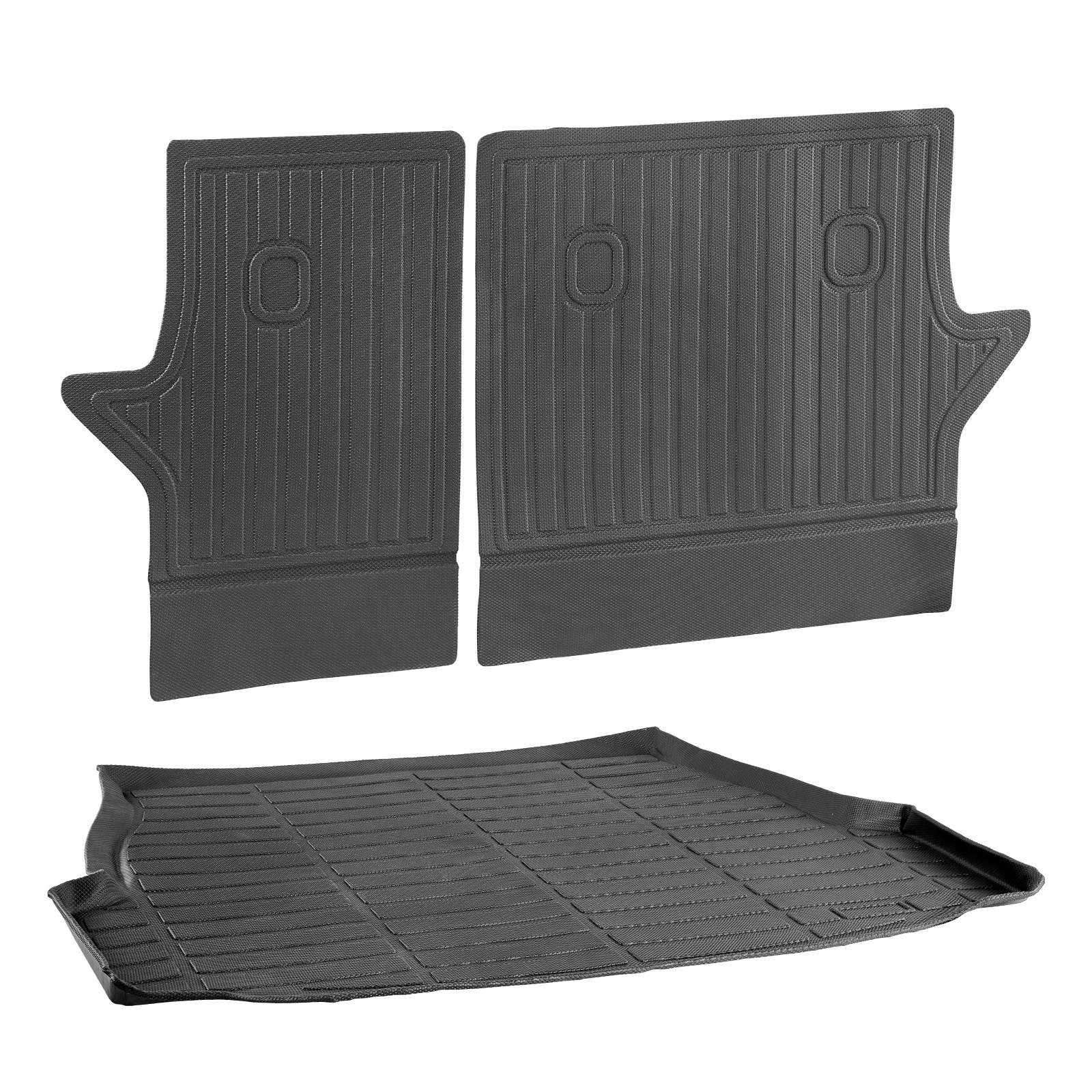 Alfombrillas de carga VEVOR compatibles con Toyota RAV4 2019-2024, juego de revestimiento de carga de TPE personalizado para SUV, protector de maletero y asiento trasero de repuesto, color negro, alfombrilla para maletero y respaldo.