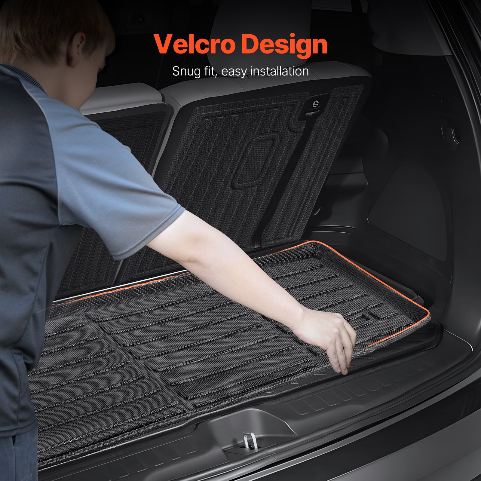 Alfombrillas de carga VEVOR compatibles con Honda Pilot 2016-2022 y 2023-2024, juego de revestimiento de carga de TPE personalizado para SUV, protector de maletero y asiento trasero de repuesto, color negro, alfombrilla para maletero y respaldo.