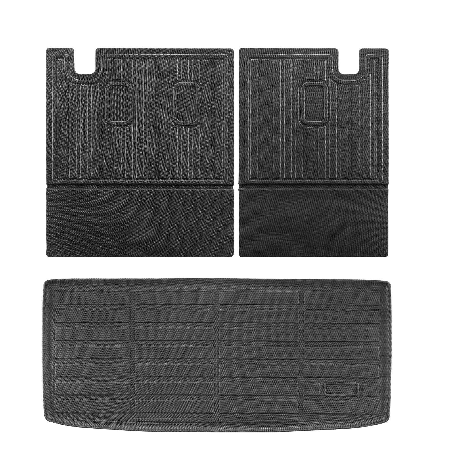 Alfombrillas de carga VEVOR compatibles con Honda Pilot 2016-2022 y 2023-2024, juego de revestimiento de carga de TPE personalizado para SUV, protector de maletero y asiento trasero de repuesto, color negro, alfombrilla para maletero y respaldo.