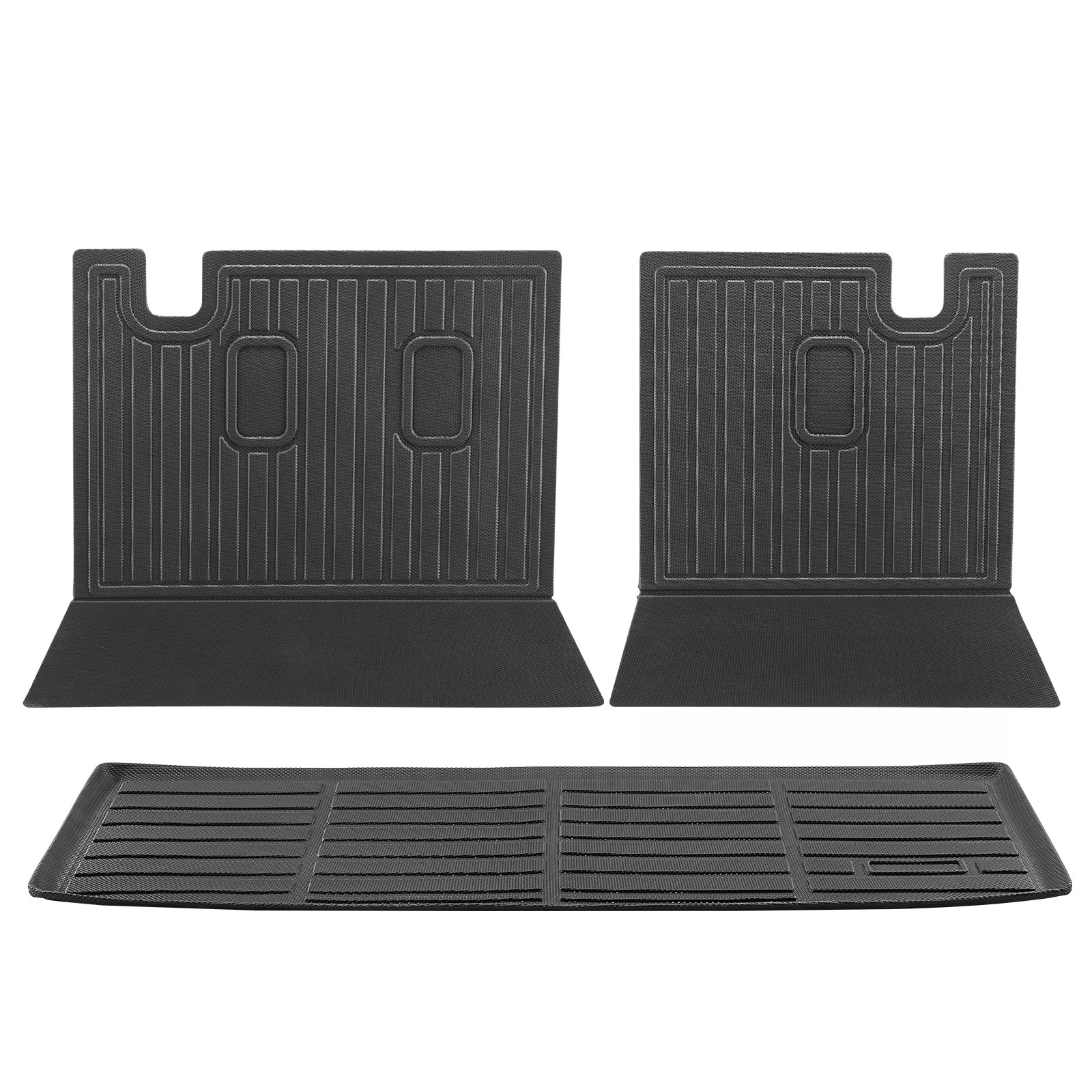 Alfombrillas de carga VEVOR compatibles con Honda Pilot 2016-2022 y 2023-2024, juego de revestimiento de carga de TPE personalizado para SUV, protector de maletero y asiento trasero de repuesto, color negro, alfombrilla para maletero y respaldo.