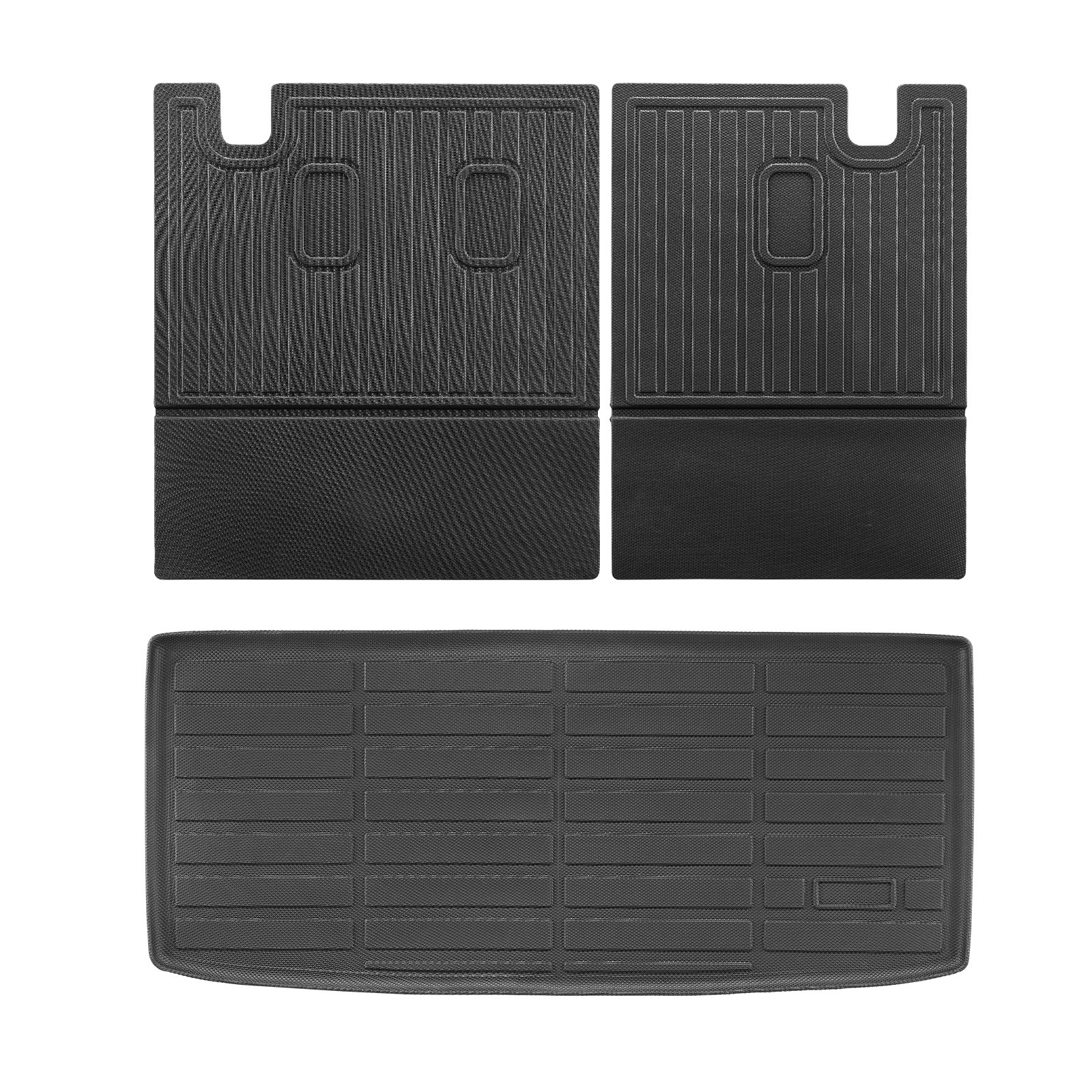Alfombrillas de carga VEVOR compatibles con Honda Pilot 2016-2022 y 2023-2024, juego de revestimiento de carga de TPE personalizado para SUV, protector de maletero y asiento trasero de repuesto, color negro, alfombrilla para maletero y respaldo.