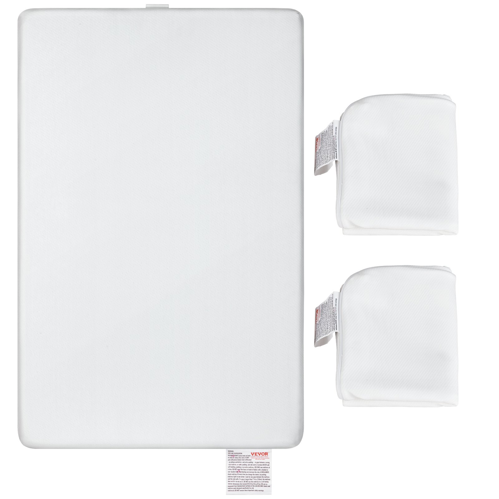 VEVOR Colchón para cuna, colchón transpirable de dos caras de espuma viscoelástica, colchón para bebé para bebés y niños pequeños con 2 fundas impermeables para reemplazo, extraíble y lavable, 24 x 38 x 3,1 pulgadas