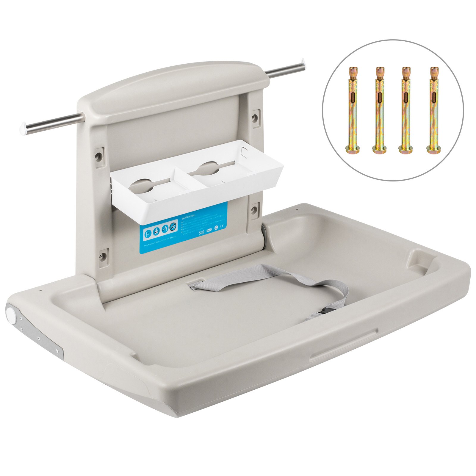 Estación para cambiar pañales para bebés Mesa para cambiar pañales montada en la pared comercial Plegable hacia abajo