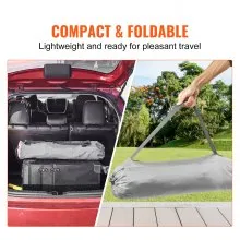 VEVOR Parque para bebés con dosel, parque portátil para interiores y exteriores para bebés y niños pequeños, liviano y plegable, patio de juegos emergente para niños pequeños con 3 sombrillas y bolsa de viaje para Park Beach Home, 59.8 "x 59.8