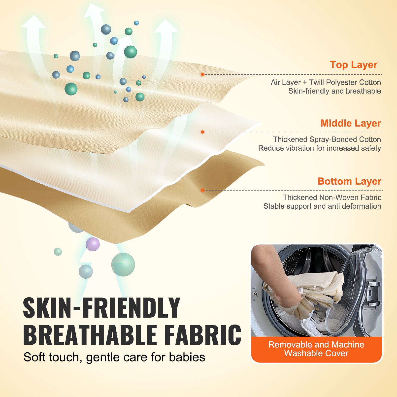 Hamaca para bebés VEVOR, hamaca plegable para bebés de 0 a 9 meses, hamaca para recién nacidos con 2 posiciones de reclinado y barra de juguetes giratoria, mecedora portátil para bebés con bolsa de transporte para uso en interiores y exteriores, color beige