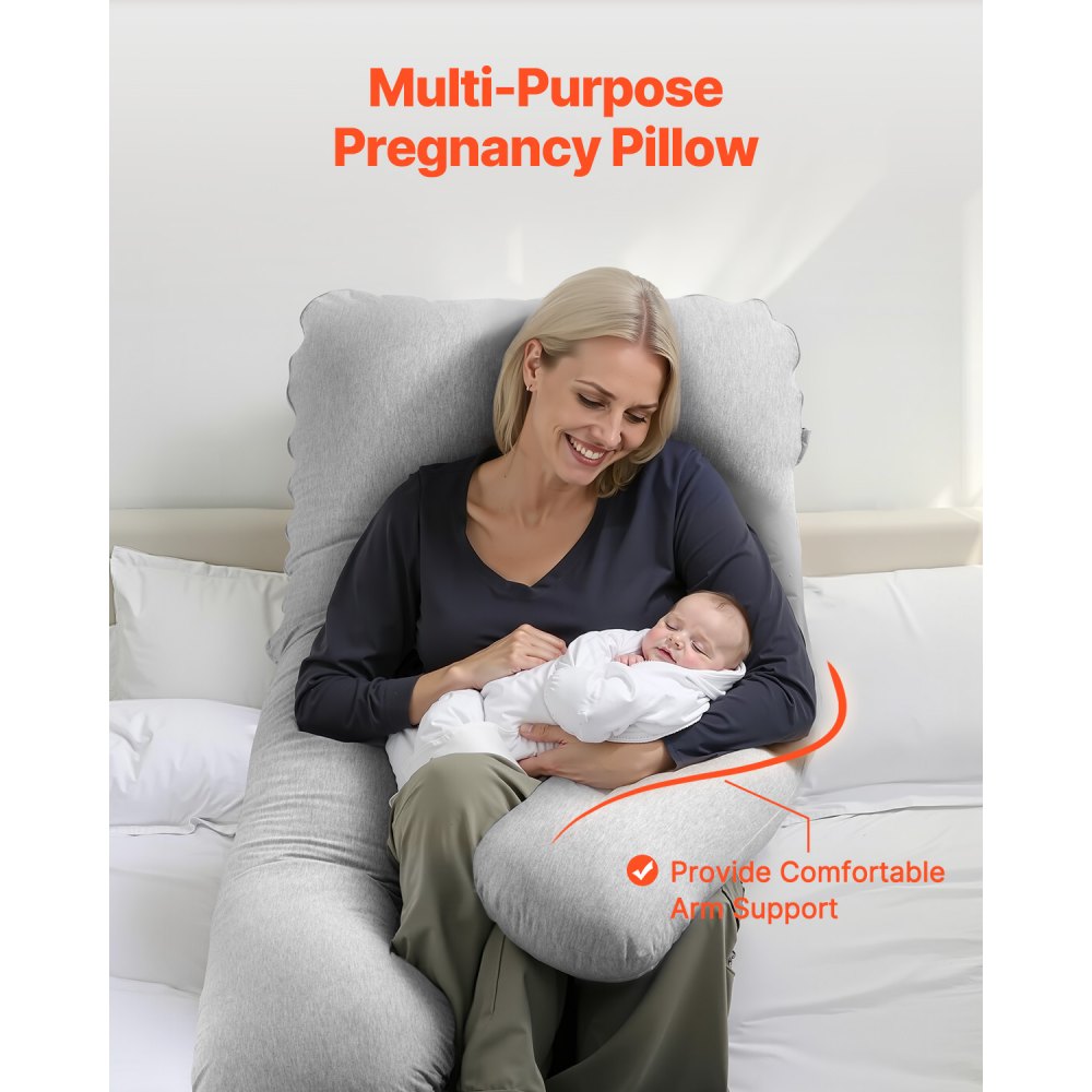 Almohada de embarazo en forma de U Almohada de maternidad de cuerpo completo Ultra suave y transpirable