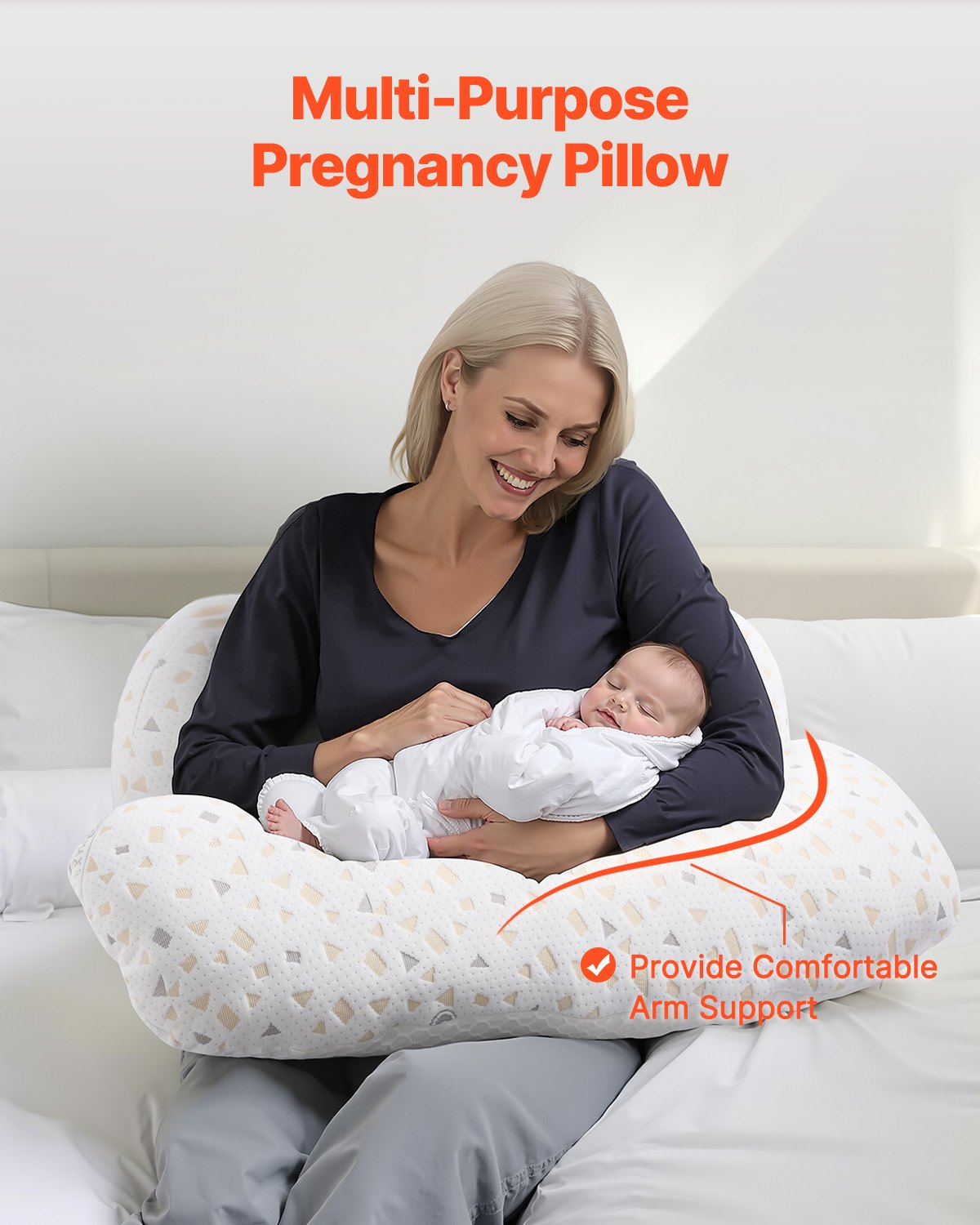 Almohadas de embarazo VEVOR para dormir, almohada de maternidad ajustable para embarazadas, almohada corporal suave con funda extraíble y lavable para soporte de espalda, abdomen y cadera, ligera y portátil.