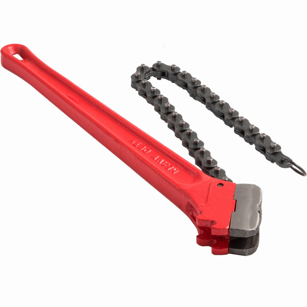 Llave de cadena roja VEVOR con componente de cadena desmontable para tareas pesadas.