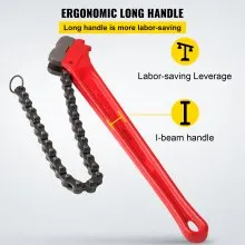 Llave de cadena VEVOR para tubo de 36 pulgadas, filtro de aceite de alta resistencia, capacidad de llave de cadena de 4-1/2 a 7-1/2 pulgadas, llave de cadena de 30 pulgadas (760 mm), longitud de cadena, herramienta de tubería de plomería