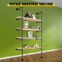 VEVOR Estantes industriales para tuberías de 5 niveles para montaje en pared, estantes para tuberías de hierro, 3 uds. Estantería para tuberías, estantería para tuberías de bricolaje negra vintage, cada una con capacidad para 44 libras, estantería de cocina abierta para dormitorio y sala de estar con accesorios