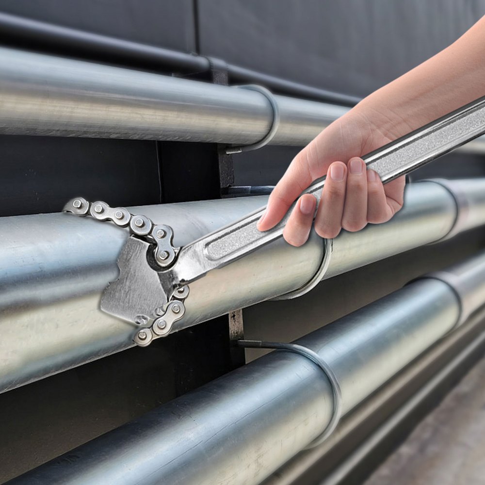Llave de cadena VEVOR de 24 pulgadas, llave para tubos de cadena de acero al carbono, resistente, con capacidad de 6,7 pulgadas de diámetro, llave para filtro de correa de cadena