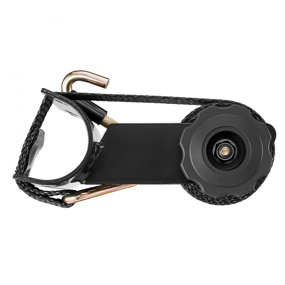 Correas de trinquete VEVOR para portaescaleras, montaje en tubo redondo negro de 4,8 a 5 cm, 3,8 cm de ancho x 2,2 m de largo, con ganchos dobles en J, capacidad de carga de 227 kg, correa de carga resistente con hebilla de seguridad (paquete de 2)