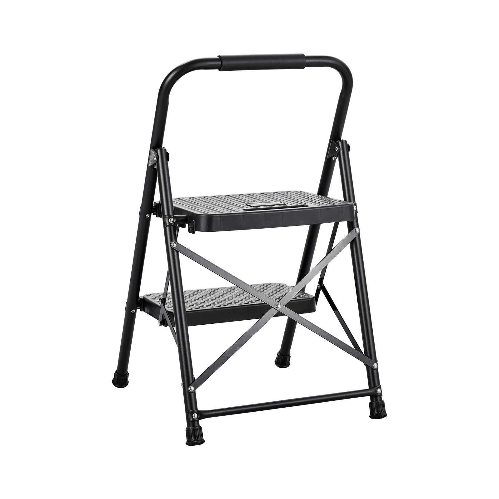 VEVOR Escalera Plegable de 2 Peldaños, Escalera de Tijera con Estructura de Acero, Capacidad de Carga Máx. 272 kg, con Asa Superior de Goma y Pies Antideslizantes, Utensilio para Hogar Cocina Oficina