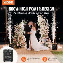 Máquina de fuegos artificiales de chispa fría VEVOR de 500 W, 2-4 m, para escenarios, DJ, bodas, eventos y fiestas
